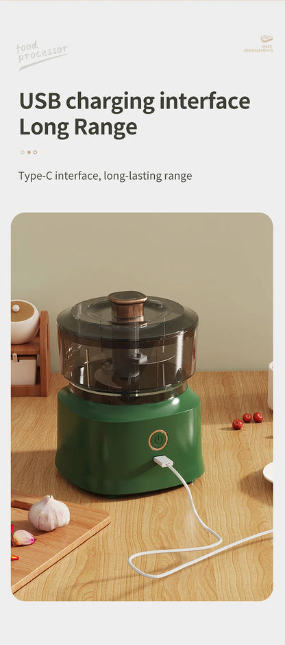 Mini Wireless Electric Garlic Press  Food Shredder - USB Rechargeable Kitchen Grinder - ZOOMNSTORE
