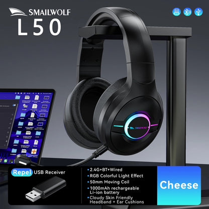 SmailWolf L80 Bluetooth Headphones - Lightweight Wireless Gaming Headset with Bass - ZOOMNSTORE
