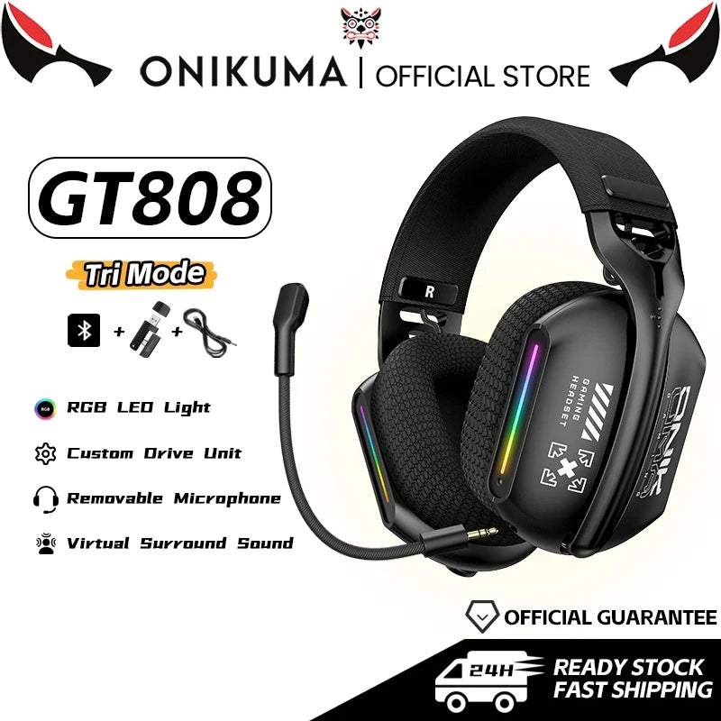 ONIKUMA Wireless Gaming Headset - 24GWiredBluetooth Bendable Mic Soft Ear Pads Immersive Sound for PCPS45 - ZOOMNSTORE