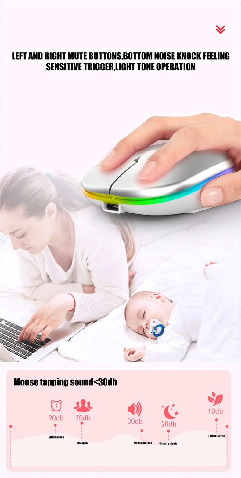 Wireless Gaming Mouse - Bluetooth 5.2 Rechargeable USB Charging, 1600 DPI Portable - ZOOMNSTORE
