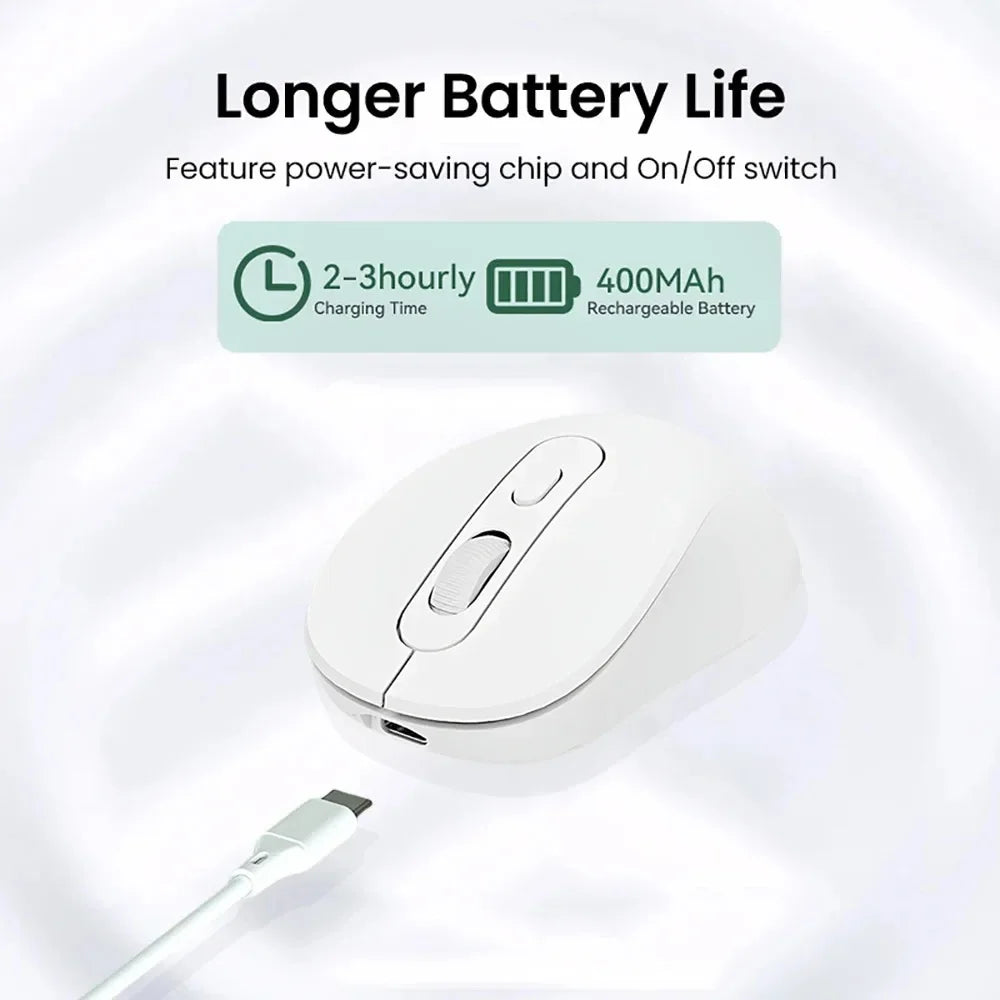 Bluetooth 5.2 Mouse 2.4G Wireless Mouse Rechargeable Dual Mode Gaming Mouse Silent Mouse 1600 DPI Mice For PC Laptop MacBook Pro - ZOOMNSTORE