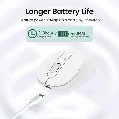 Bluetooth 5.2 Mouse 2.4G Wireless Mouse Rechargeable Dual Mode Gaming Mouse Silent Mouse 1600 DPI Mice For PC Laptop MacBook Pro - ZOOMNSTORE