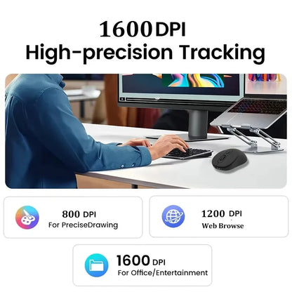 Bluetooth 5.2 Mouse 2.4G Wireless Mouse Rechargeable Dual Mode Gaming Mouse Silent Mouse 1600 DPI Mice For PC Laptop MacBook Pro - ZOOMNSTORE