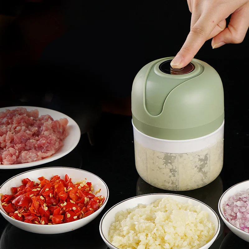 Wireless Electric Garlic Masher  Food Chopper - 250ml Mincer with 6 Blades for Vegetables Meat and Chili - ZOOMNSTORE