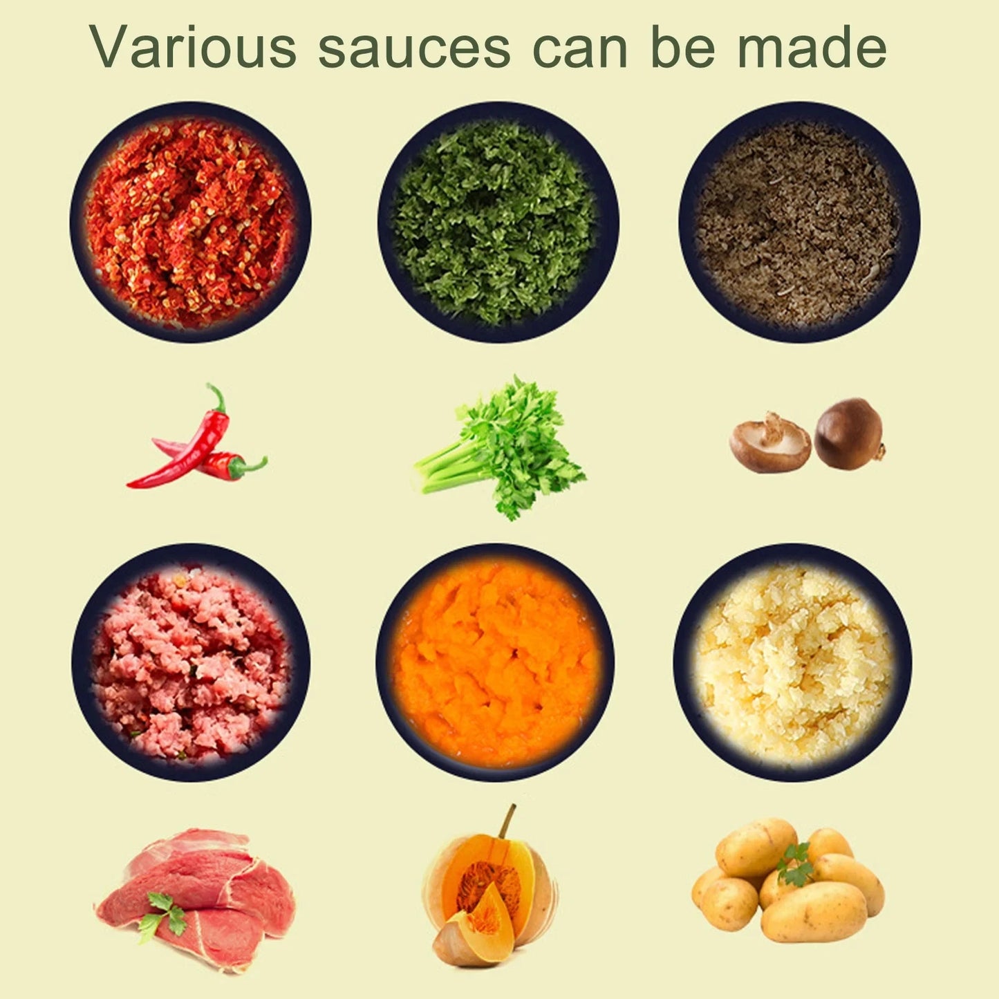 Wireless Electric Garlic Masher  Food Chopper - 250ml Mincer with 6 Blades for Vegetables Meat and Chili - ZOOMNSTORE