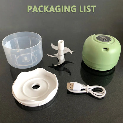 Wireless Electric Garlic Masher  Food Chopper - 250ml Mincer with 6 Blades for Vegetables Meat and Chili - ZOOMNSTORE