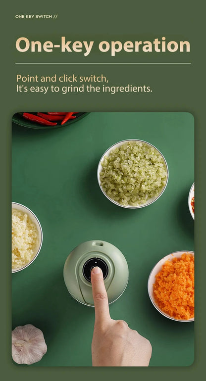 Wireless Electric Garlic Masher  Food Chopper - 250ml Mincer with 6 Blades for Vegetables Meat and Chili - ZOOMNSTORE