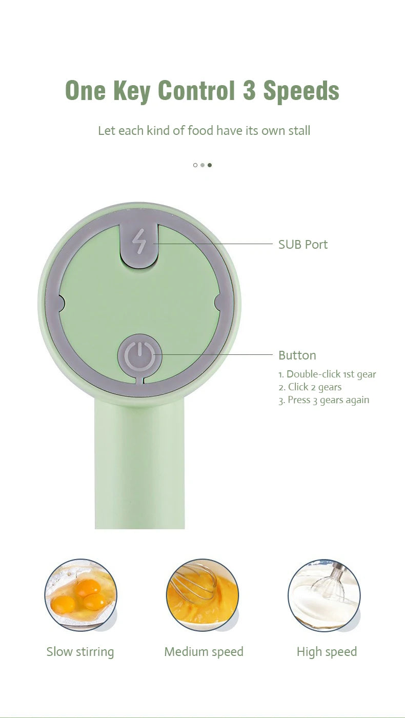 Wireless Hand Blender | Compact Food Blender & Portable Kitchen Mixer With Wire Whip Accessory - ZOOMNSTORE