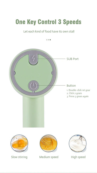 Wireless Hand Blender | Compact Food Blender & Portable Kitchen Mixer With Wire Whip Accessory - ZOOMNSTORE