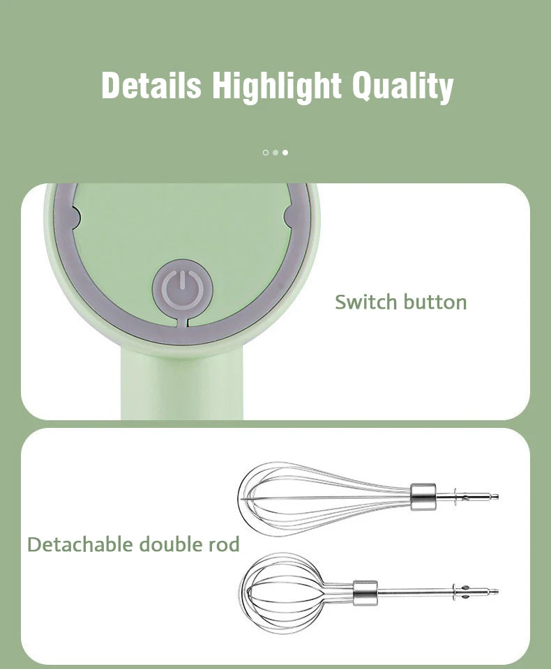 Wireless Hand Blender | Compact Food Blender & Portable Kitchen Mixer With Wire Whip Accessory - ZOOMNSTORE