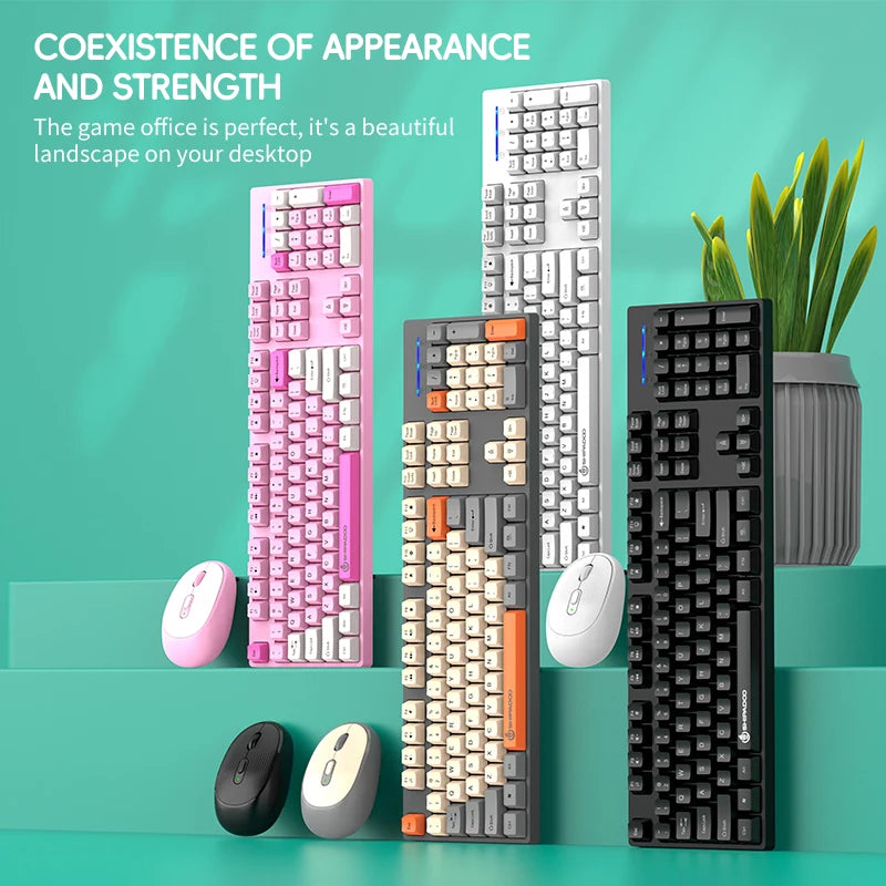 Shipadoo Wireless Keyboard and Mouse Combo Set Gaming Wireless Laptop Desktop Computer Office Accessories Free Wireless Mouse - ZOOMNSTORE