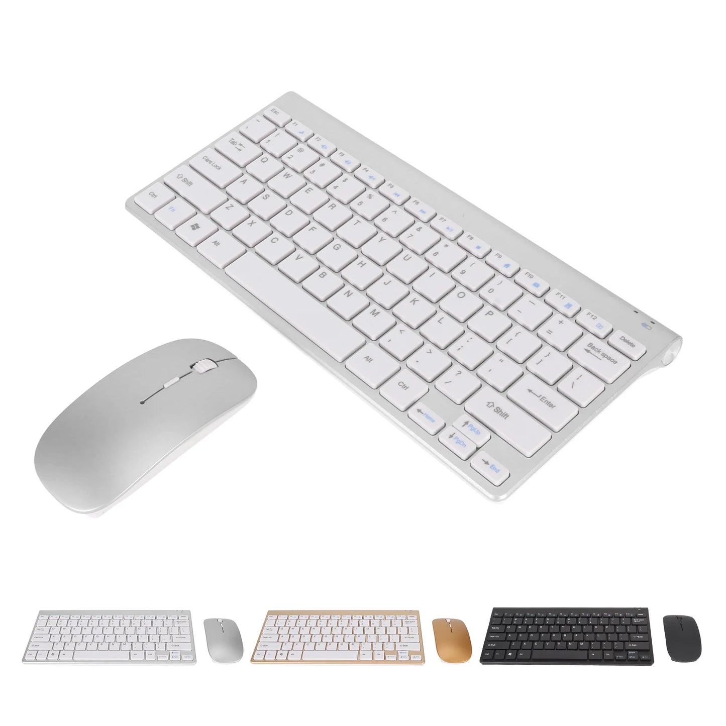 Wireless Keyboard Mouse Kit Slim Wireless Key Mouse Combo Portable Beautiful Power Saving Silent Button LED Indicator for Home - ZOOMNSTORE