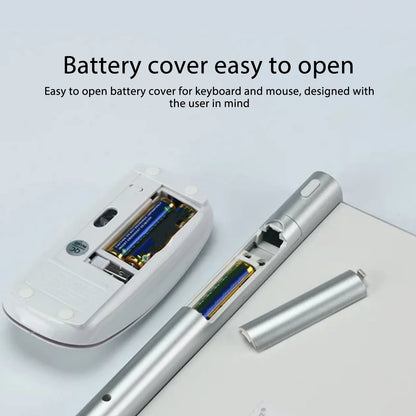 Wireless Keyboard Mouse Kit Slim Wireless Key Mouse Combo Portable Beautiful Power Saving Silent Button LED Indicator for Home - ZOOMNSTORE