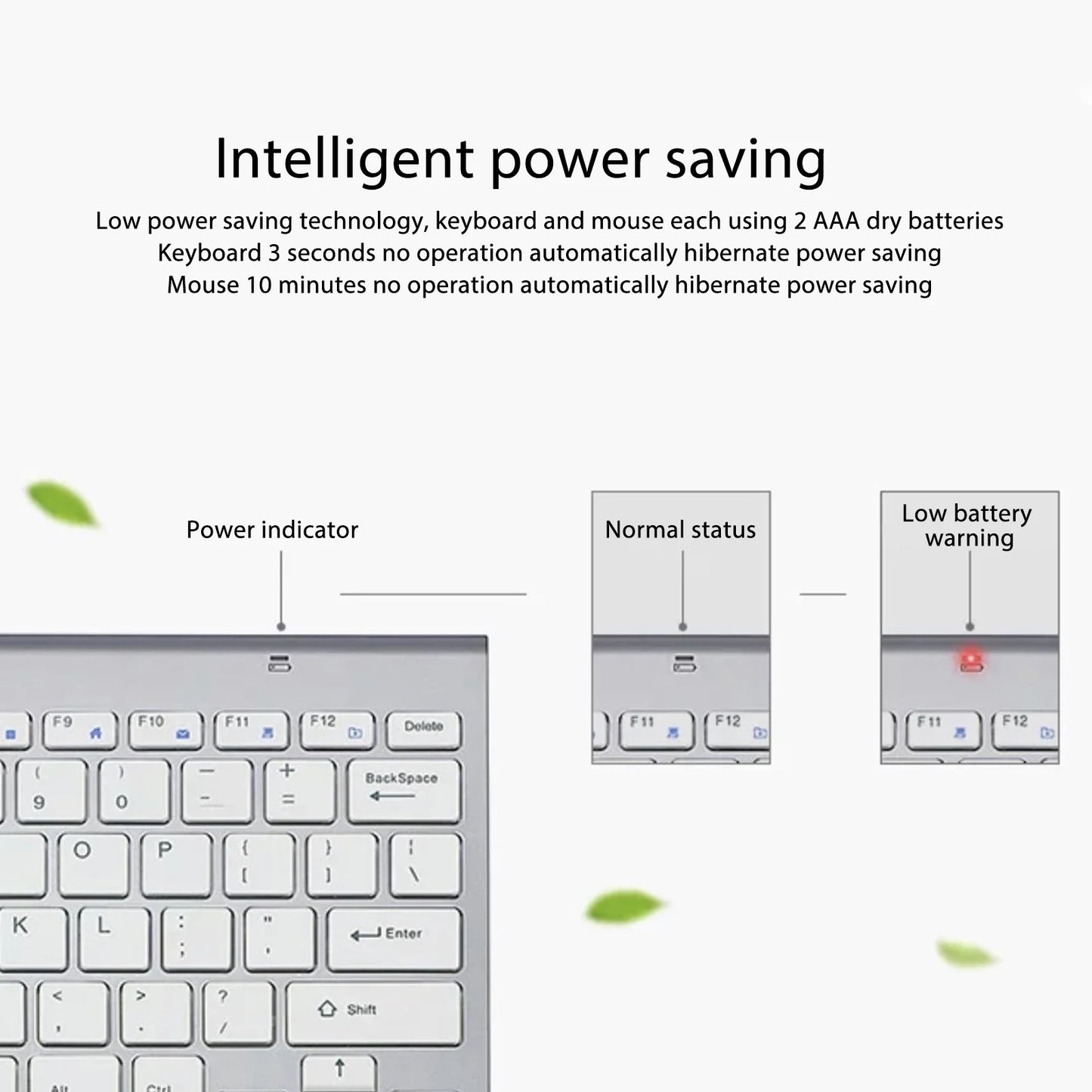 Wireless Keyboard Mouse Kit Slim Wireless Key Mouse Combo Portable Beautiful Power Saving Silent Button LED Indicator for Home - ZOOMNSTORE