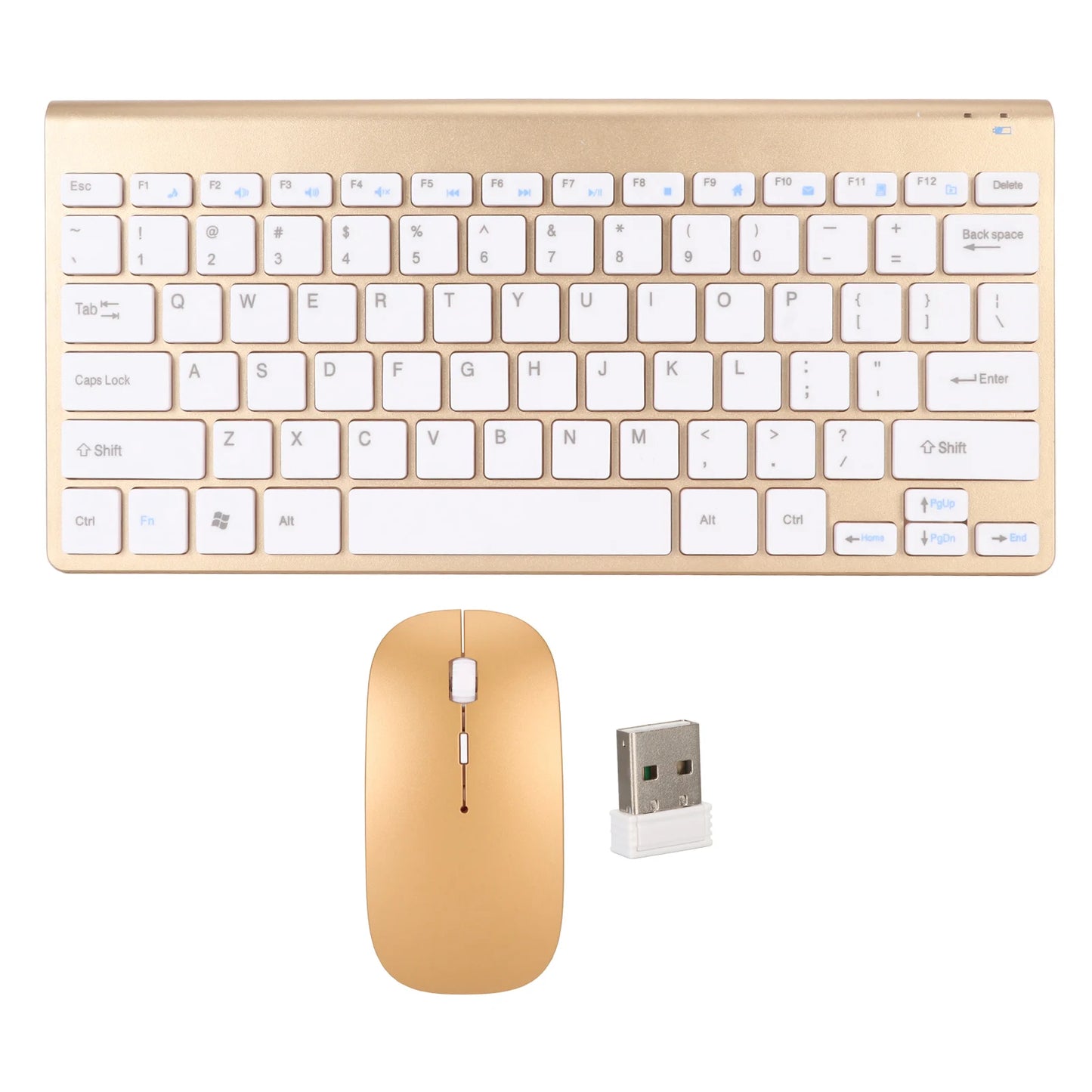 Wireless Keyboard Mouse Kit Slim Wireless Key Mouse Combo Portable Beautiful Power Saving Silent Button LED Indicator for Home - ZOOMNSTORE