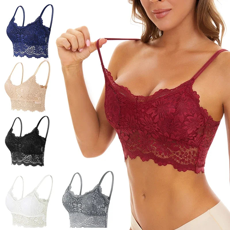 Wireless Lace Bralette - Comfortable Push Up Bra With Adjustable Straps | Seamless Lingerie - ZOOMNSTORE