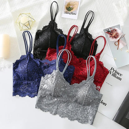 Wireless Lace Bralette - Comfortable Push Up Bra With Adjustable Straps | Seamless Lingerie - ZOOMNSTORE