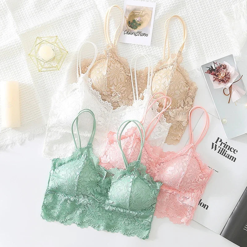 Wireless Lace Bralette - Comfortable Push Up Bra With Adjustable Straps | Seamless Lingerie - ZOOMNSTORE