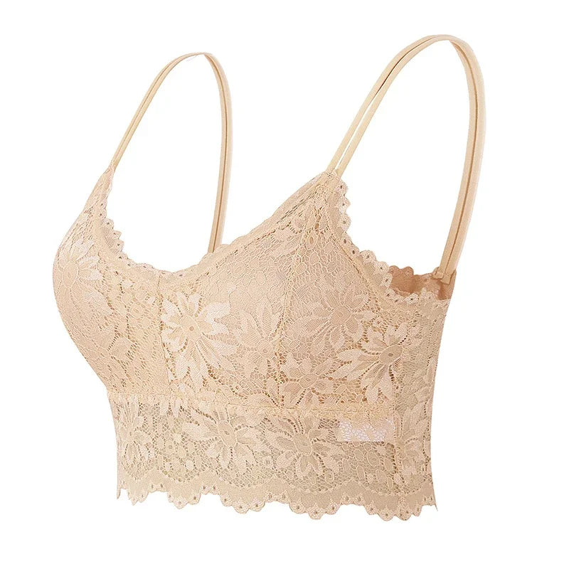Wireless Lace Bralette - Comfortable Push Up Bra With Adjustable Straps | Seamless Lingerie - ZOOMNSTORE