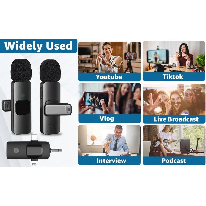 Wireless Lavalier Microphone - 4-in-1 for iPhone  Android Noise Reduction Mini Mic - ZOOMNSTORE