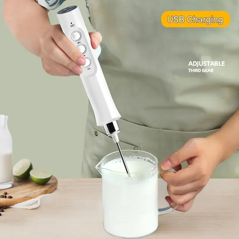 Wireless Milk Frother - 3 In 1 Electric Handheld Milk Foamer With Stainless Steel Whisk - ZOOMNSTORE