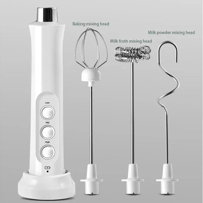 Wireless Milk Frother - 3 In 1 Electric Handheld Milk Foamer With Stainless Steel Whisk - ZOOMNSTORE