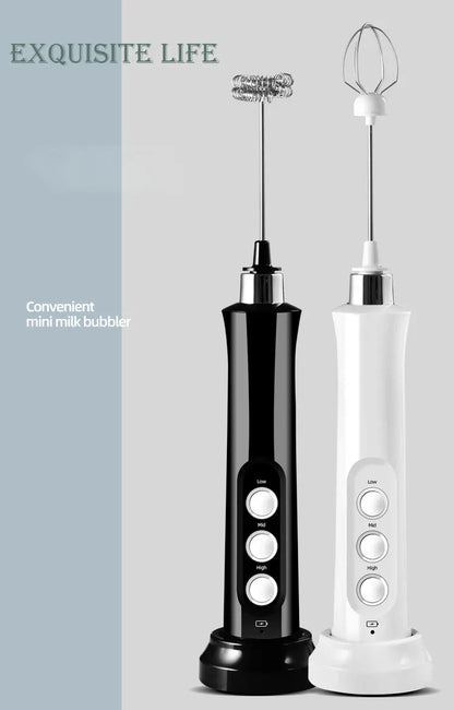 Wireless Milk Frother - 3 In 1 Electric Handheld Milk Foamer With Stainless Steel Whisk - ZOOMNSTORE