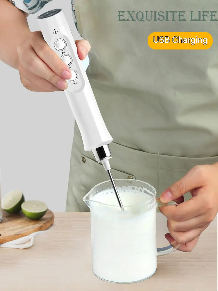 Wireless Milk Frother - 3 In 1 Electric Handheld Milk Foamer With Stainless Steel Whisk - ZOOMNSTORE