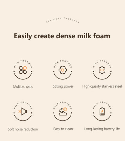 Wireless Milk Frother - Electric Handheld Foam Maker USB Rechargeable 15s Fast Frothing - ZOOMNSTORE