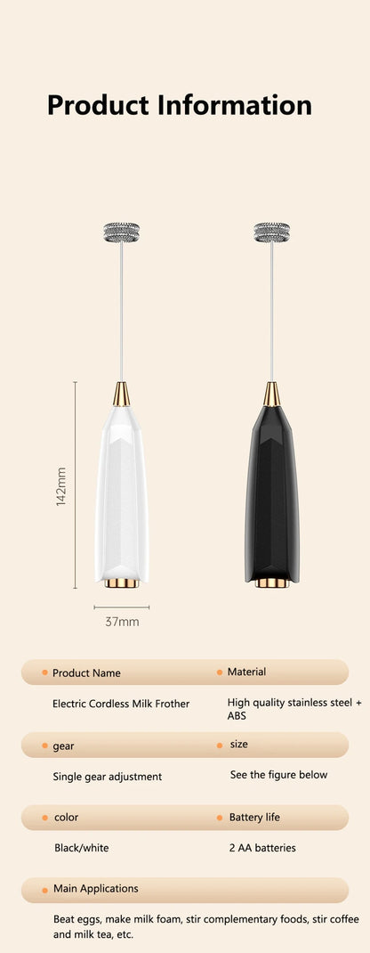 Wireless Milk Frother - Electric Handheld Foam Maker USB Rechargeable 15s Fast Frothing - ZOOMNSTORE