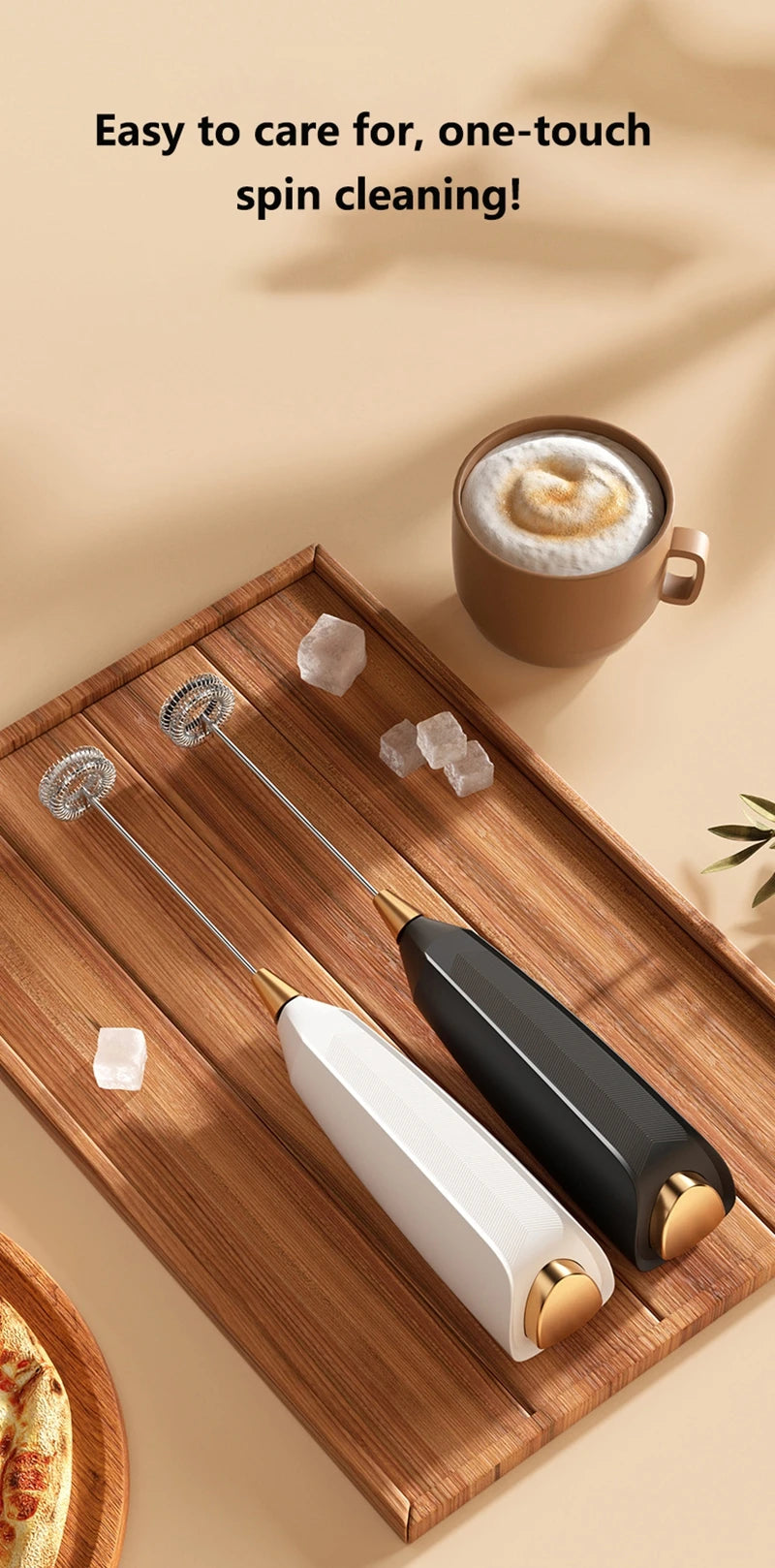 Wireless Milk Frother - Electric Handheld Foam Maker USB Rechargeable 15s Fast Frothing - ZOOMNSTORE