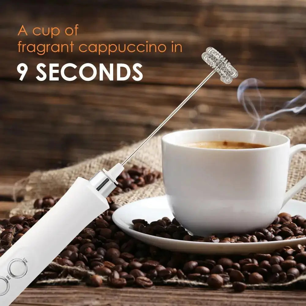 Wireless Milk Frother - Electric Handheld Foam Maker, 3 Speeds USB Rechargeable - ZOOMNSTORE