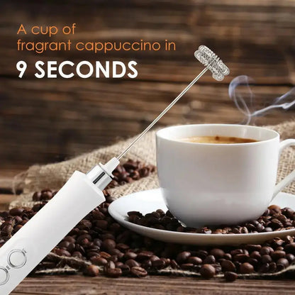 Wireless Milk Frother - Electric Handheld Foam Maker, 3 Speeds USB Rechargeable - ZOOMNSTORE