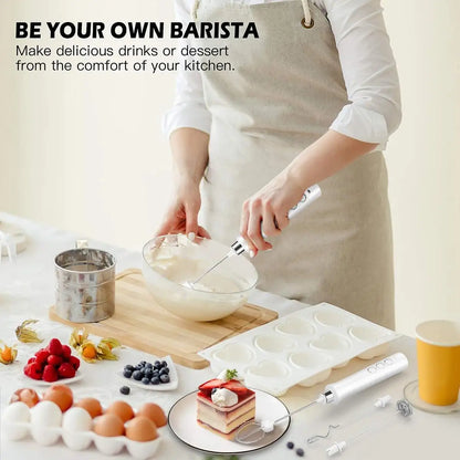 Wireless Milk Frother - Electric Handheld Foam Maker, 3 Speeds USB Rechargeable - ZOOMNSTORE