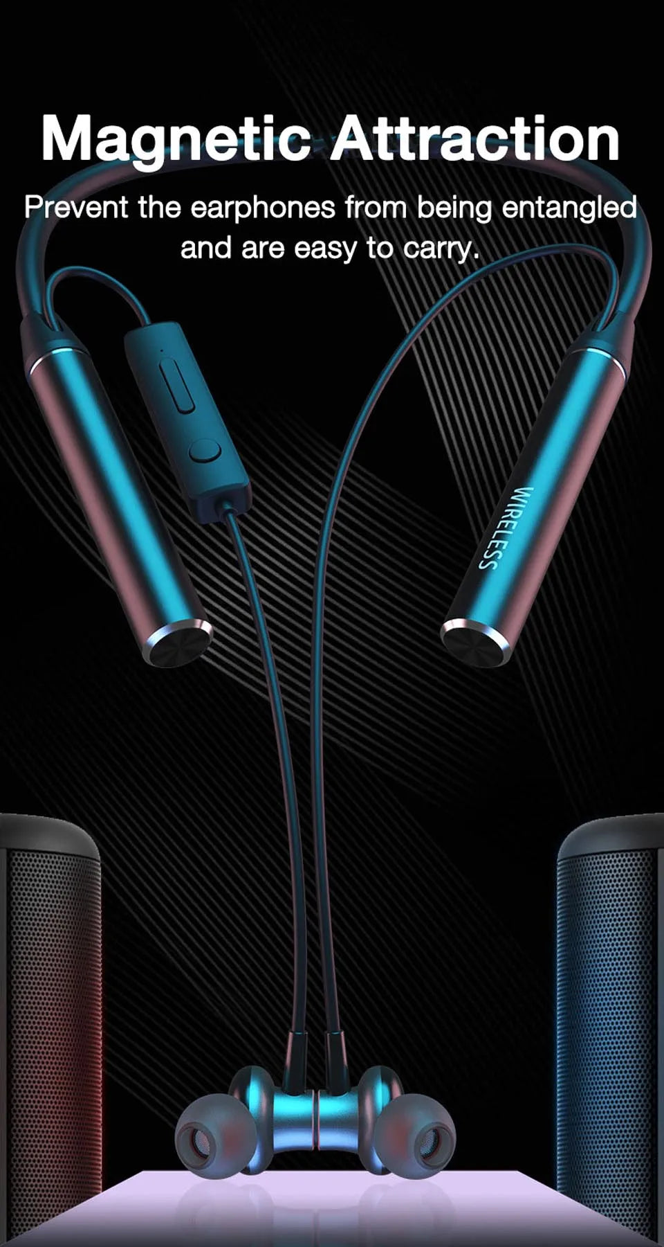 Wireless Neckband Headphones - Bluetooth Earphones With Microphone & Long Battery Life - ZOOMNSTORE