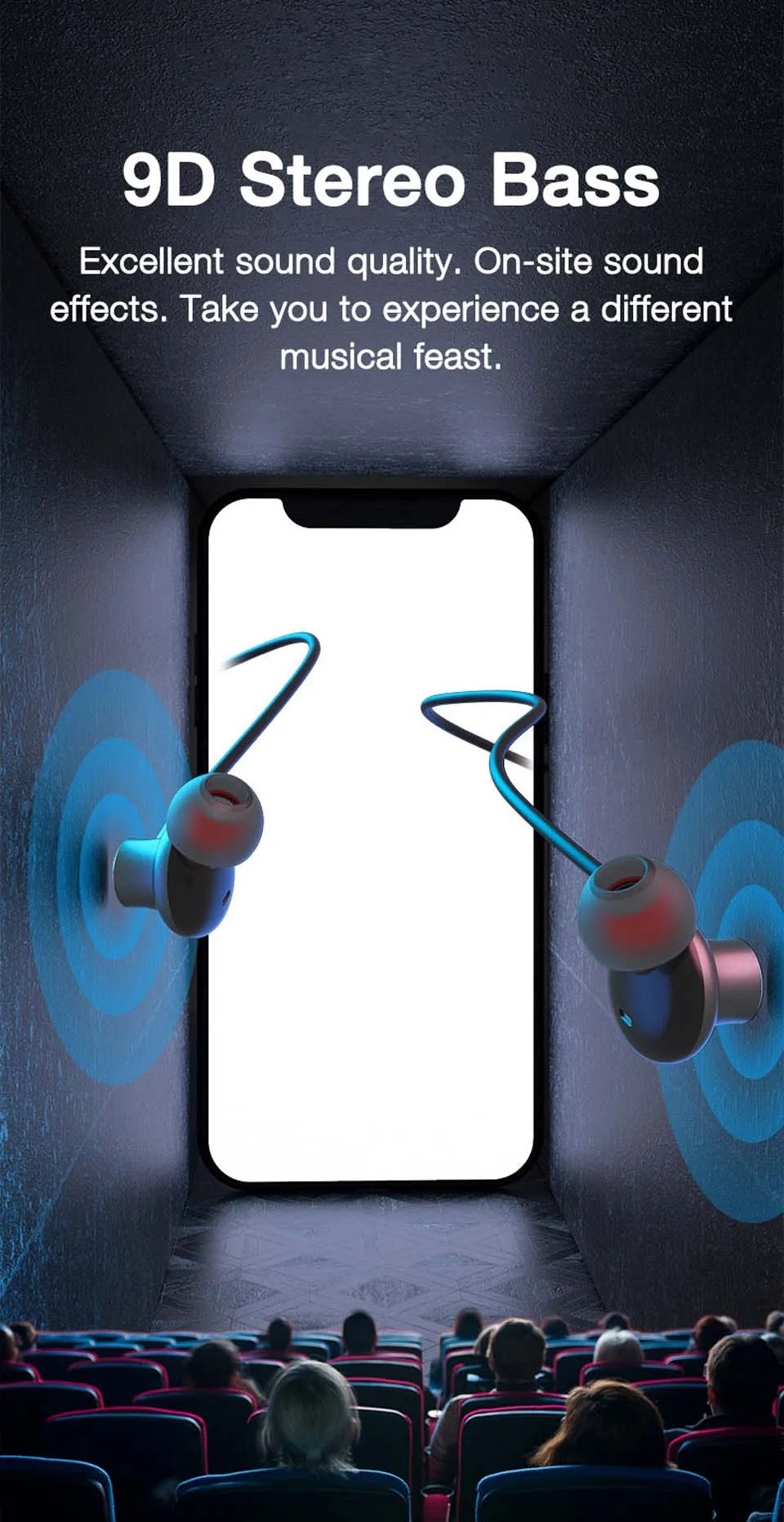 Wireless Neckband Headphones - Bluetooth Earphones With Microphone & Long Battery Life - ZOOMNSTORE