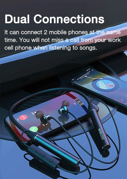 Wireless Neckband Headphones - Bluetooth Earphones With Microphone & Long Battery Life - ZOOMNSTORE