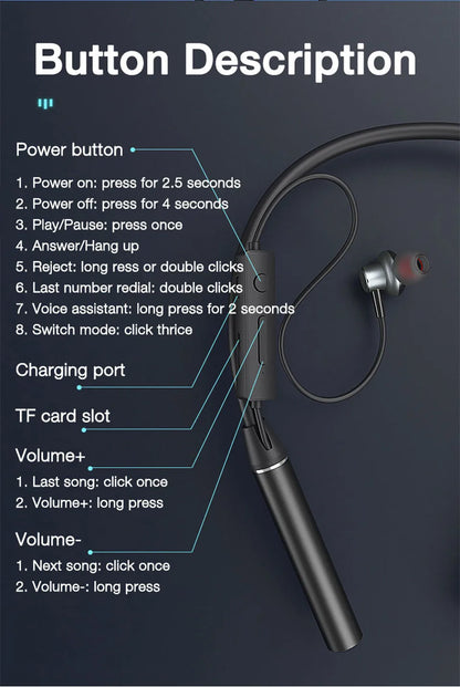 Wireless Neckband Headphones - Bluetooth Earphones With Microphone & Long Battery Life - ZOOMNSTORE