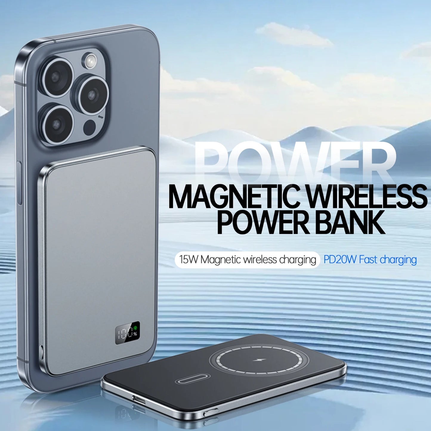 New 10000mAh Thin Magnetic Wireless Power Bank PD20W Fast Charging Portable External Battery for Magsafe For iPhone Samsung - ZOOMNSTORE