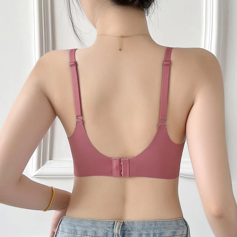 Wireless Push Up Bra Seamless 3/4 Cup Glossy Bralette - Comfortable Japanese Style Lingerie - ZOOMNSTORE