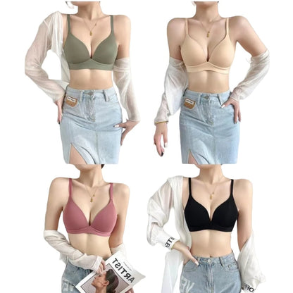 Wireless Push Up Bra Seamless 3/4 Cup Glossy Bralette - Comfortable Japanese Style Lingerie - ZOOMNSTORE