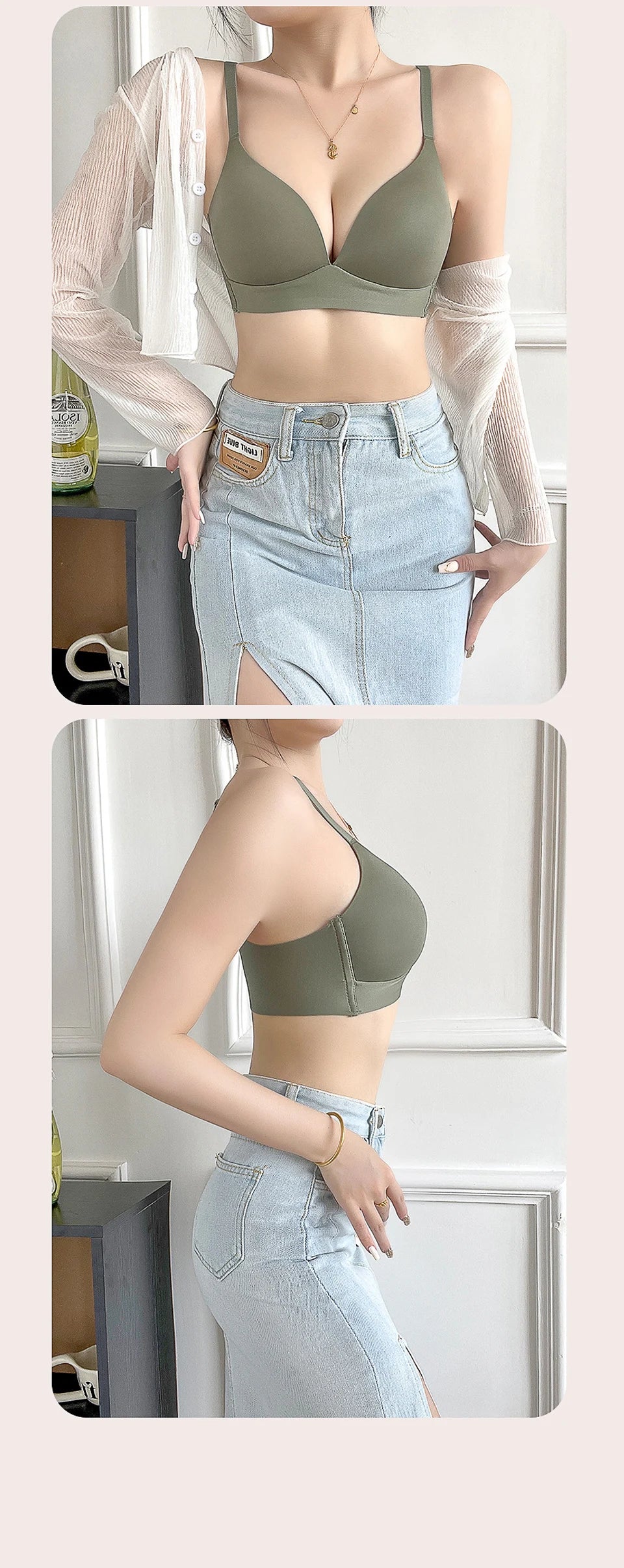 Wireless Push Up Bra Seamless 3/4 Cup Glossy Bralette - Comfortable Japanese Style Lingerie - ZOOMNSTORE