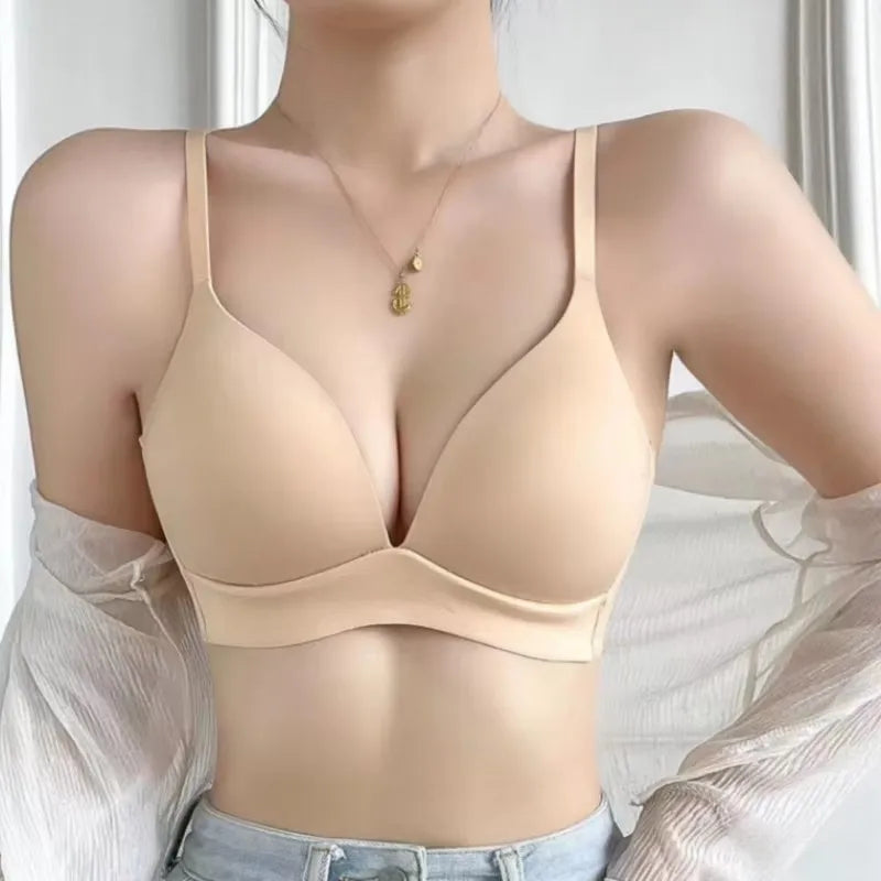 Wireless Push Up Bra Seamless 3/4 Cup Glossy Bralette - Comfortable Japanese Style Lingerie - ZOOMNSTORE