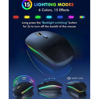 JOMAA 2.4G Wireless Keyboard Mouse Combo RGB Backlit Rechargeable Full-Size Ergonomic Type-c Wireless Keyboard Mouse Set - ZOOMNSTORE
