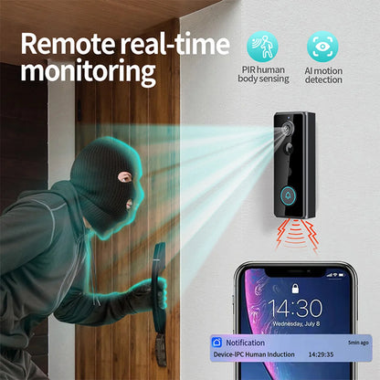 Wireless Smart Doorbell - IP65 Waterproof WiFi Video Intercom with PIR Motion Detection - ZOOMNSTORE