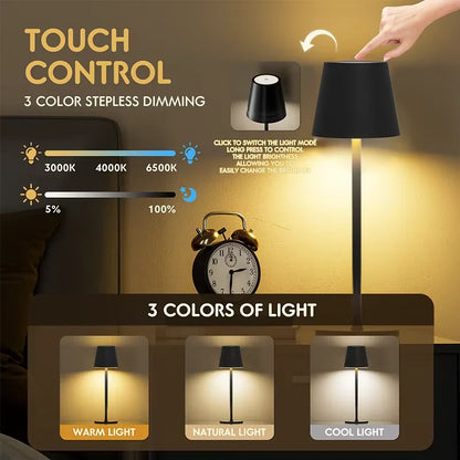 Wireless Touch LED Table Lamp - 3-Level Dimming for Bedroom Dining Room Bar and Desk - ZOOMNSTORE