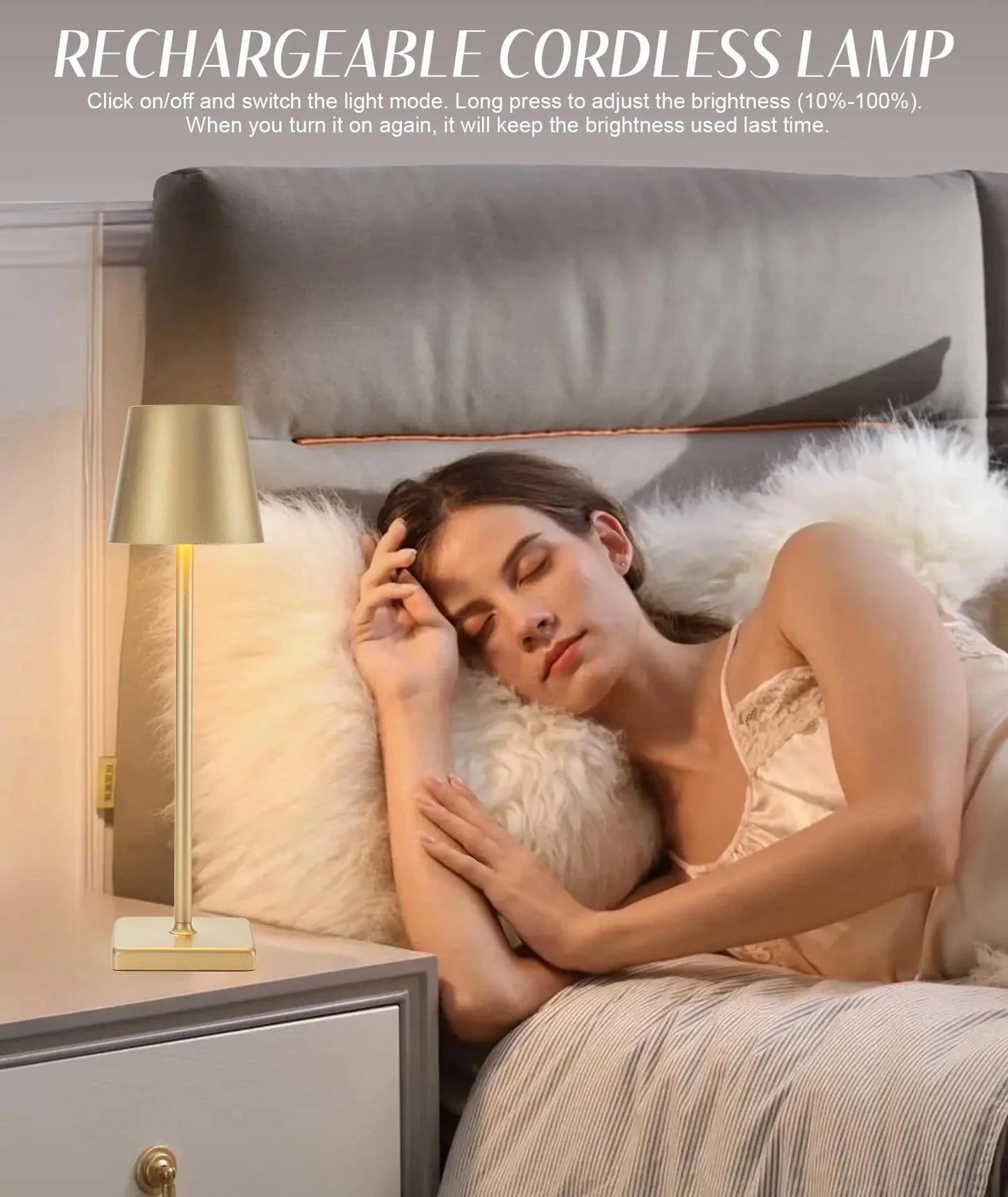 Wireless Touch LED Table Lamp - 3-Level Dimming for Bedroom Dining Room Bar and Desk - ZOOMNSTORE