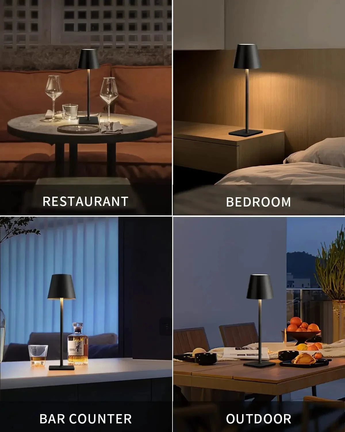 Wireless Touch LED Table Lamp - 3-Level Dimming for Bedroom Dining Room Bar and Desk - ZOOMNSTORE