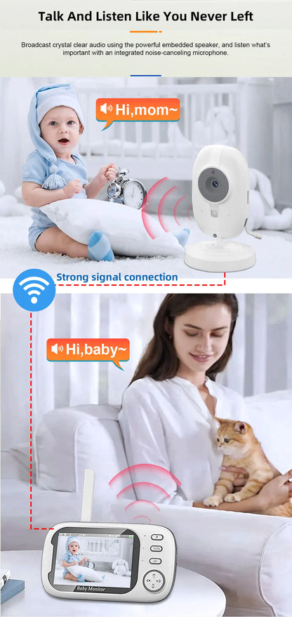 Cdycam New 3.5 inch Wireless Video Baby Monitor Night Vision Temperature Monitoring 2 Way Audio Talk Baby Nanny Security Camera - ZOOMNSTORE