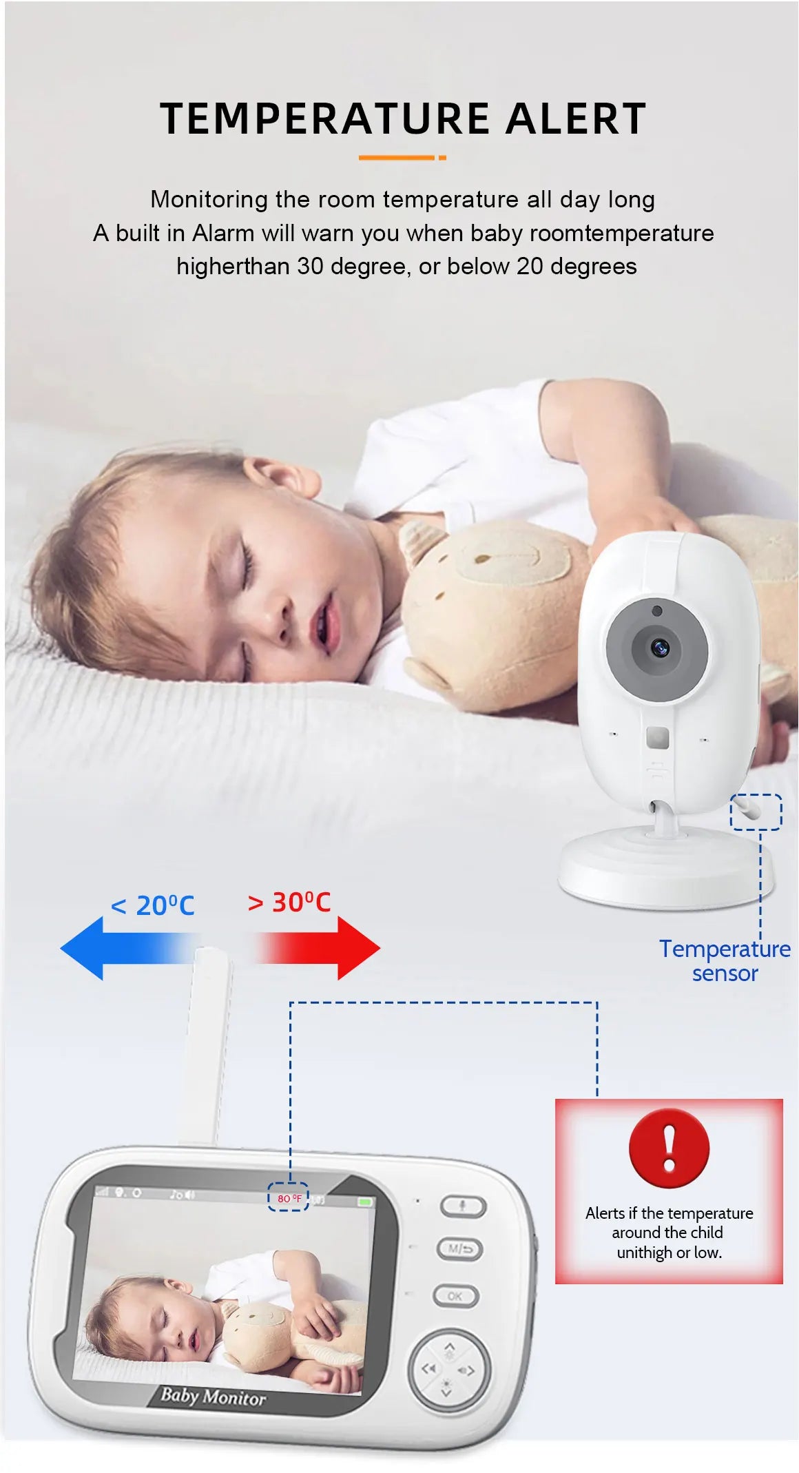 Cdycam New 3.5 inch Wireless Video Baby Monitor Night Vision Temperature Monitoring 2 Way Audio Talk Baby Nanny Security Camera - ZOOMNSTORE